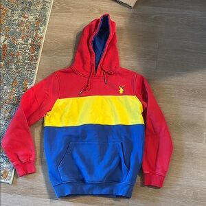 Dutch Bros Red and Yellow Color-Block Hoodie
